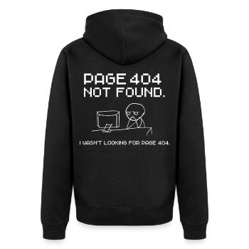 Error 404. Page not found. IT fun - Unisex Premium Organic Zip Hoodie - black - Back - Nico (187cm)
