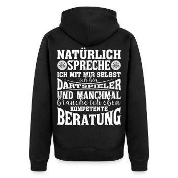 Darts Darten Dart Dartboard Spruch Lustig - Unisex Premium Bio Zip Hoodie - Schwarz - Hinten - Nico (187cm)
