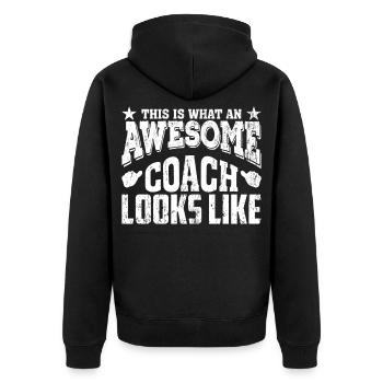 Coach coach sport team gift - Unisex Premium Organic Zip Hoodie - black - Back - Nico (187cm)
