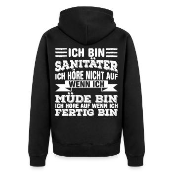 Sanitäter - Unisex Premium Bio Zip Hoodie - Schwarz - Hinten - Nico (187cm)