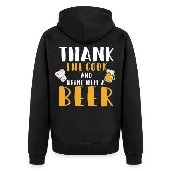 Cook - Unisex Premium Organic Zip Hoodie - black - Back - Nico (187cm)