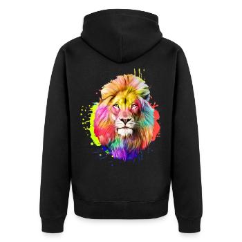 Lion roi aquarelle cadeau aquarelle - Veste à capuche bio Premium Unisexe - noir - Dos - Nico (187cm)