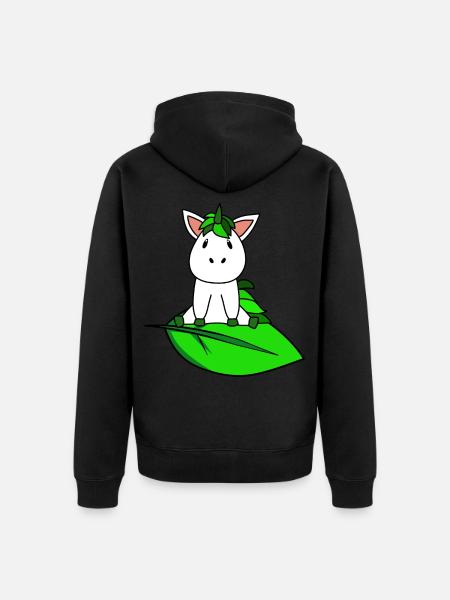 Bio Öko Einhorn - Unisex Premium Bio Zip Hoodie - Schwarz