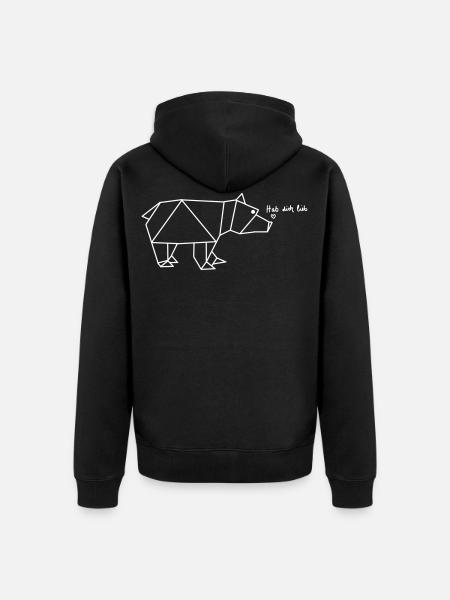 Bär - Unisex Premium Bio Zip Hoodie - Schwarz