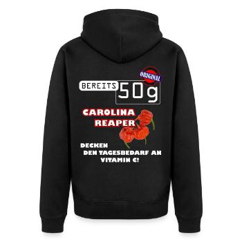 Tagesbedarf vitamin carolina reaper chili humor - Unisex Premium Bio Zip Hoodie - Schwarz - Hinten - Nico (187cm)