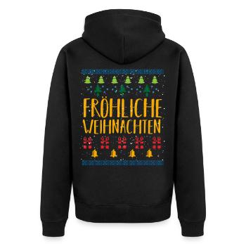 ugly christmas sweater nerdy Geschenk - Unisex Premium Bio Zip Hoodie - Schwarz - Hinten - Nico (187cm)