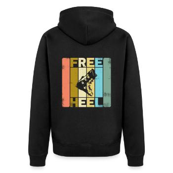 Telemark Free Heel Nordic Ski Retro Gift - Unisex Premium Organic Zip Hoodie - black - Back - Nico (187cm)