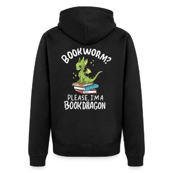 Livre Livres Lire Bookworm Bookworm Bookdragon - Veste à capuche bio Premium Unisexe - noir - Dos - Nico (187cm)