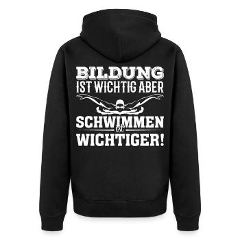 Schwimmen Schwimmer Spruch Geschenk Lustig Wasser - Unisex Premium Bio Zip Hoodie - Schwarz - Hinten - Nico (187cm)