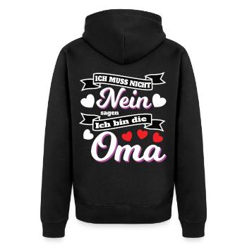 Ich muss nicht nein sagen ich bin die Oma - Unisex Premium Bio Zip Hoodie - Schwarz - Hinten - Nico (187cm)