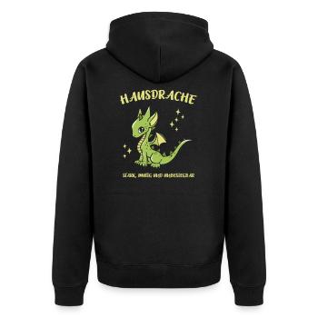 Hausdrache. Stark, Mutig und Unbesiegbar. Drache - Unisex Premium Bio Zip Hoodie - Schwarz - Hinten - Nico (187cm)