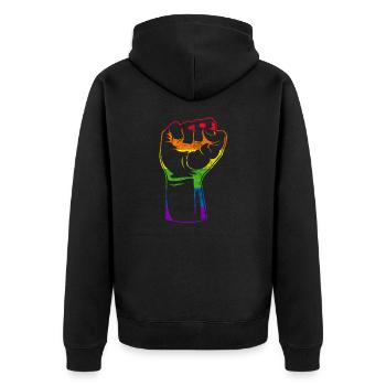 Human Rights - Unisex Premium Bio Zip Hoodie - Schwarz - Hinten - Nico (187cm)