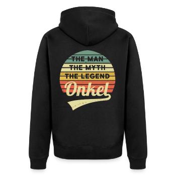 Uncle Man Myth Legend Vintage Retro - Unisex Premium Organic Zip Hoodie - black - Back - Nico (187cm)