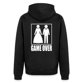 Game Over Hochzeit Spaß - Unisex Premium Bio Zip Hoodie - Schwarz - Hinten - Nico (187cm)