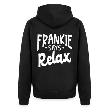 Frankie Says Relax - Unisex Premium Organic Zip Hoodie - black - Back - Nico (187cm)