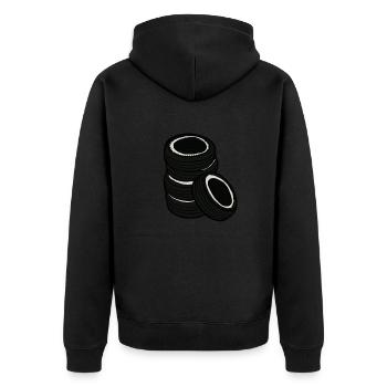 Vieux pneus de voiture, style bande dessinée, idée cadeau homme - Veste à capuche bio Premium Unisexe - noir - Dos - Nico (187cm)