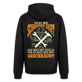 Schrauber - Unisex Premium Bio Zip Hoodie - Schwarz - Hinten - Nico (187cm)