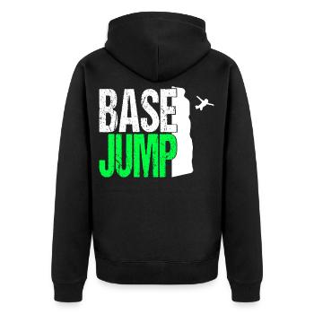 Base Jump Jumping Fallschirm Springer Extrem Sport - Unisex Premium Bio Zip Hoodie - Schwarz - Hinten - Nico (187cm)