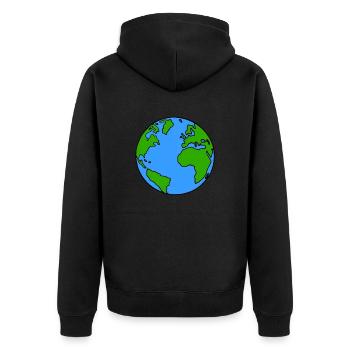 Globe terrestre, globe, dessin animé, idée cadeau - Veste à capuche bio Premium Unisexe - noir - Dos - Nico (187cm)