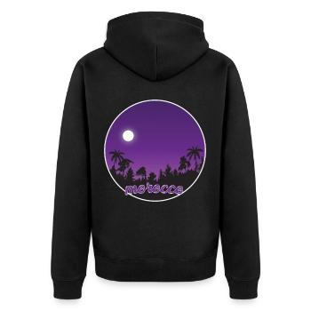 Marokko lila Paradies - Unisex Premium Bio Zip Hoodie - Schwarz - Hinten - Nico (187cm)