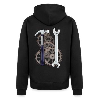 Technology Machine Tool Caretaker Workshop - Unisex Premium Organic Zip Hoodie - black - Back - Nico (187cm)