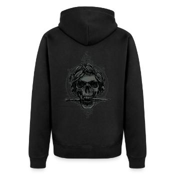 Schädel Tot Totenkopf Pirat Skull Lustig Geschenk - Unisex Premium Bio Zip Hoodie - Schwarz - Hinten - Nico (187cm)