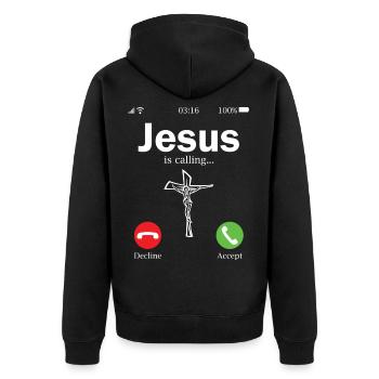 Jesus Phone Christian Call Religion Fun Gift - Veste à capuche bio Premium Unisexe - noir - Dos - Nico (187cm)