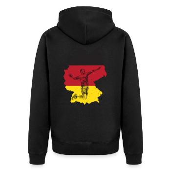 Handball Deutschland Fan - Unisex Premium Bio Zip Hoodie - Schwarz - Hinten - Nico (187cm)
