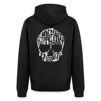 Skull from different tools barber - Unisex Premium Organic Zip Hoodie - black - Back - Nico (187cm)