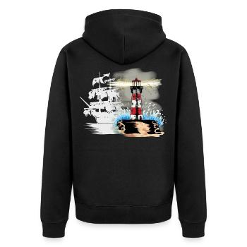 Horror ghost ship Fantasy Maritime Sailor Coast - Unisex Premium Organic Zip Hoodie - black - Back - Nico (187cm)