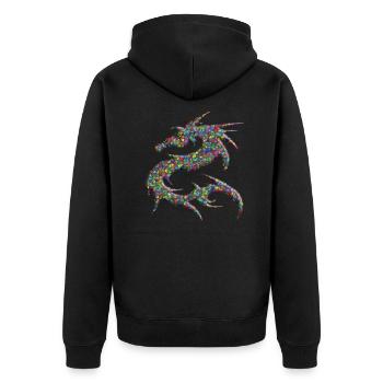 Drache Drachen - Unisex Premium Bio Zip Hoodie - Schwarz - Hinten - Nico (187cm)