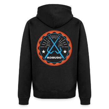 Kobudo japanische Kampfkunst Geschenkidee - Unisex Premium Bio Zip Hoodie - Schwarz - Hinten - Nico (187cm)