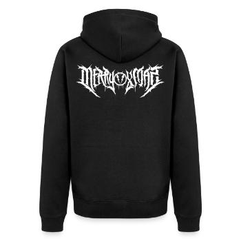 merry xmas metalheads - Unisex Premium Bio Zip Hoodie - Schwarz - Hinten - Nico (187cm)