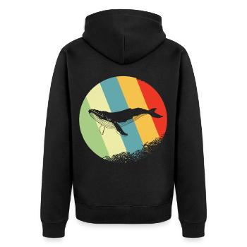 Cercle rétro et vintage de requin baleine - Veste à capuche bio Premium Unisexe - noir - Dos - Nico (187cm)