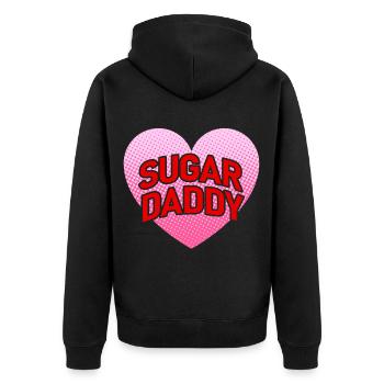 Sugar Daddy with pink heart | Sayings T-shirt - Unisex Premium Organic Zip Hoodie - black - Back - Nico (187cm)