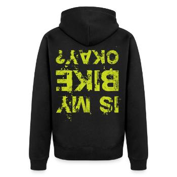 Is My Bike Okay? Funny saying bicycle - Unisex Premium Organic Zip Hoodie - black - Back - Nico (187cm)