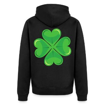 Kleeblatt - Unisex Premium Bio Zip Hoodie - Schwarz - Hinten - Nico (187cm)