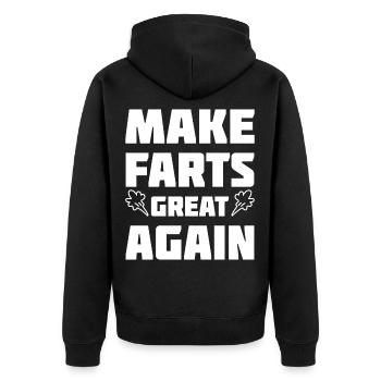 Make Farts great again Furzen Pupsen Sprüche Witze - Unisex Premium Bio Zip Hoodie - Schwarz - Hinten - Nico (187cm)