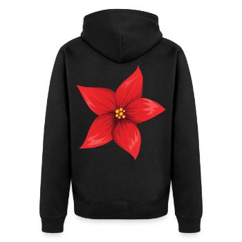 Flower red - Unisex Premium Organic Zip Hoodie - black - Back - Nico (187cm)