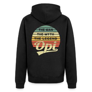 Opi Grandpa Grandpa Vintage Retro Legend - Unisex Premium Organic Zip Hoodie - black - Back - Nico (187cm)