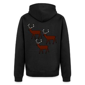 Hirsche, Waldtiere, Comicstyle, Kinder, Baby - Unisex Premium Bio Zip Hoodie - Schwarz - Hinten - Nico (187cm)