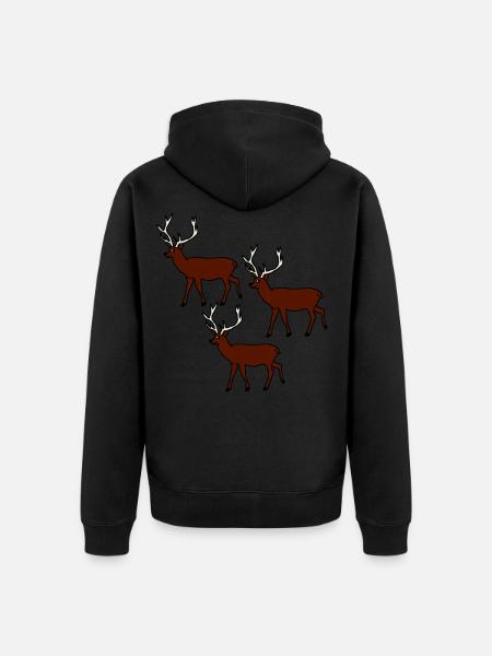 Hirsche, Waldtiere, Comicstyle, Kinder, Baby - Unisex Premium Bio Zip Hoodie - Schwarz