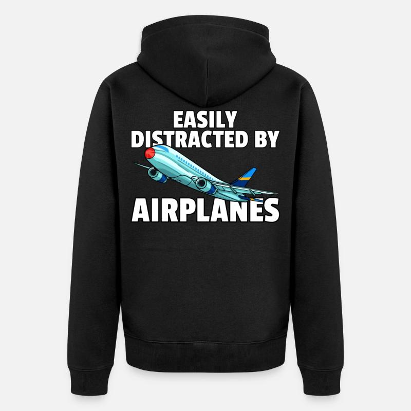 Airplane Pilot Pilot Fly Flight - Unisex Premium Organic Zip Hoodie - black