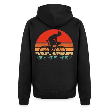 Bicycle Cycling Design Gifts for Cyclists - Unisex Premium Organic Zip Hoodie - black - Back - Nico (187cm)