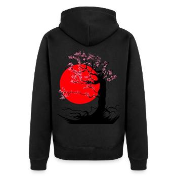 Baum Fantasy Asien China Japan - Unisex Premium Bio Zip Hoodie - Schwarz - Hinten - Nico (187cm)
