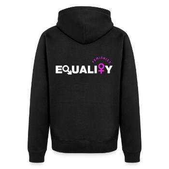 Féministe - féminisme - égalité - Veste à capuche bio Premium Unisexe - noir - Dos - Nico (187cm)