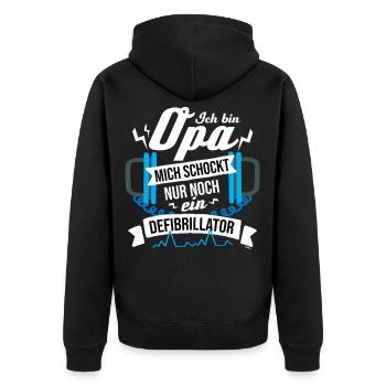 Bester Opa der Welt Fun Spruch - Unisex Premium Bio Zip Hoodie - Schwarz - Hinten - Nico (187cm)