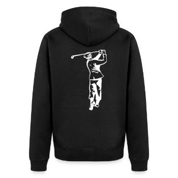 Golf - Golfen - Golfer - Unisex Premium Bio Zip Hoodie - Schwarz - Hinten - Nico (187cm)