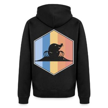 Mole retro and vintage hexagon - Unisex Premium Organic Zip Hoodie - black - Back - Nico (187cm)