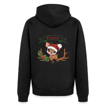 Cute Christmas Reindeer Christmas Santa Claus - Unisex Premium Organic Zip Hoodie - black - Back - Nico (187cm)